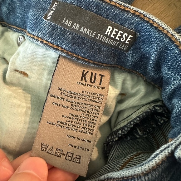 KUT from the Kloth Reese High-Rise Fab AB Ankle Straight Raw Hem Jeans size 10 - Picture 9 of 13